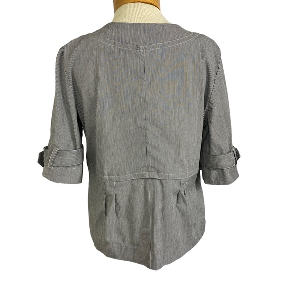 Black and White Striped Short Sleeve Swing Jacket Med - Picture 7 of 10